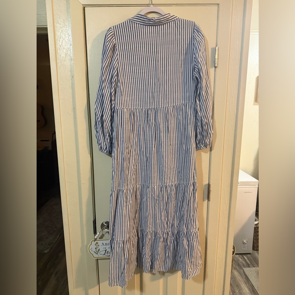 Max Studio Blue and White Striped Midi Dress - Picture 2 of 2